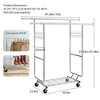 NAYSAYE Clothes Hanger Double Garment Rack with Shelves Rolling Heavy Duty Adjustable Clothes Organizer for Bedroom, Silver, 75"*22"*68" - 3 of 4