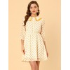 Allegra K Women's Peter Pan Collar Star Heart Printed 3/4 Sleeve Chiffon Dresses - 4 of 4