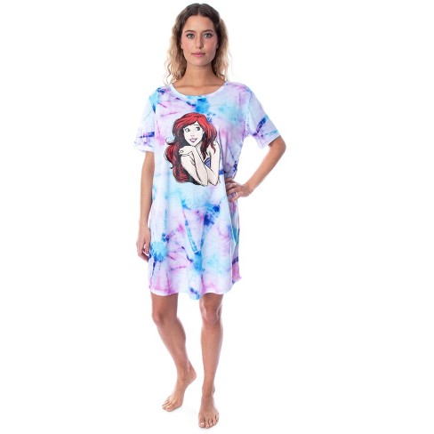Disney Princess Women's Little Mermaid Ariel Tie Dye Nightgown Sleep Shirt  (XS) Multicoloured