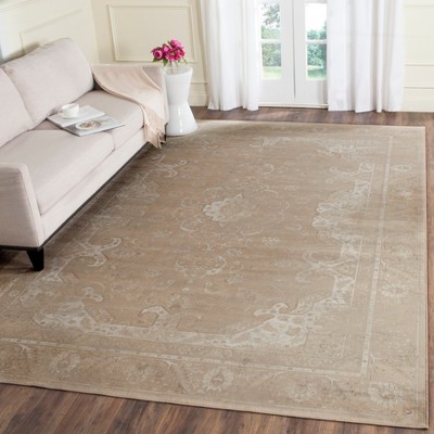 Elegant Mouse Floral Hand-Knotted Viscose Area Rug - 6'7" x 9'2"