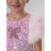 2Bunnies Girls' Christmas New Year Holiday Party Sequin Dress Fur Puff Sleeve - 2 of 4