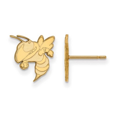 Black Bow Jewelry 14k Yellow Gold Georgia Tech Yellow Jackets NCAA Post Earrings