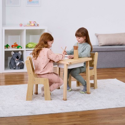 Cordia Pine Wood Activity Table and Chair Set with Chalkboard