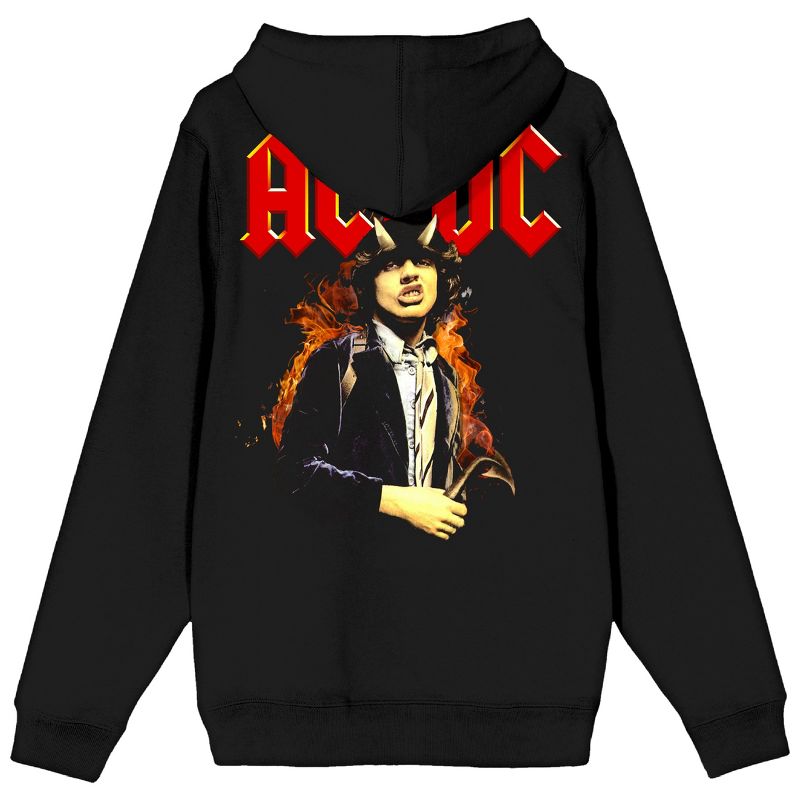 ACDC Angus Young with Horns Men's Black Zip Hoodie, 3 of 5