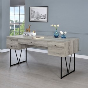 PAGED Industrial Gaming Desk with Open Shelf & 4 Drawers, Rectangular Home Office Desk with Metal Legs for Living Room - 1 of 4