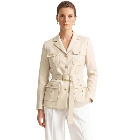 Женские куртки INSPIRE CHIC Women's Notched Lapel Single Breasted Belted Flattering Fit Long Sleeve Business Work Blazer Jackets S Apricot