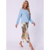 cheibear Women's Floral Capri Long Sleeve Shirt Soft Strechy Lounge Pajama Sets - 3 of 4