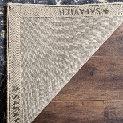 Ivory and Blue Hand-Tufted Wool Round Area Rug