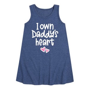 Girls' - Instant Message - I Own Daddy's Heart Graphic Sleeveless Aline Dress - 1 of 4