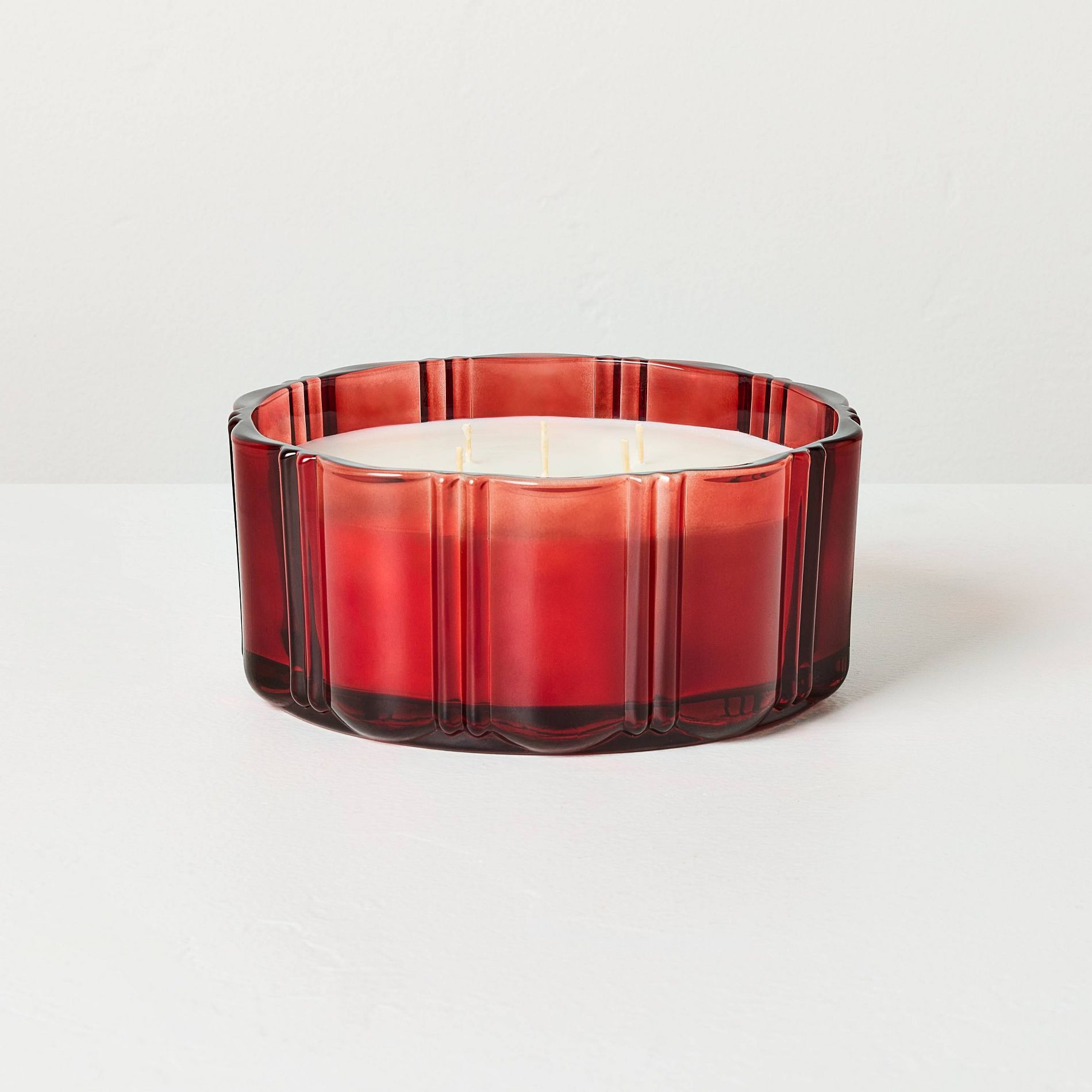 5 Wick XL Glass Colored Double Ribbed Scalloped Jar Candle 34oz - Hearth & Hand™ with Magnolia
