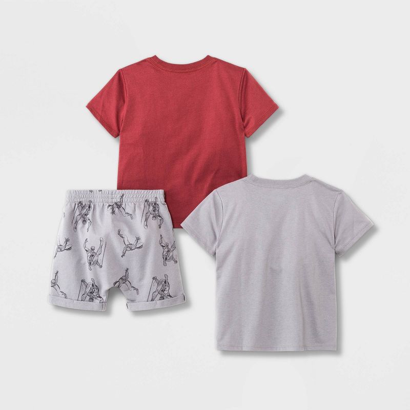 Toddler Boys' 3pc Marvel Top and Bottom Set - Gray/Red, 2 of 6