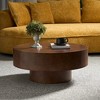 Airsurfer Large Rich Brown Coffee Table Contemporary Round Coffee Table Living Room Centerpiece for Modern Living Room Decor - 2 of 4