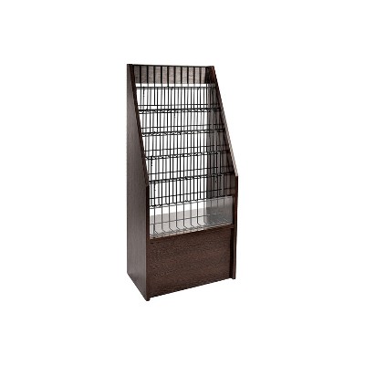 Photo 1 of Adir Magazine Display Rack Brochure Stand - Floor Wood literature Display Rack Holder With Adjustable Metal Frames Shelving for Stores and Offices (Black)
 (640-4020-BLK)