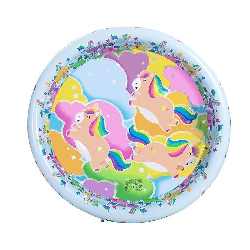58'' Unicorn Rainbow Inflatable Kiddie Pool, Family Swimming Pool 3 Ring Seasonal Merriment Water Pool Pit Ball Pool for Kids Toddler Outdoor, Indoor, 2 of 7
