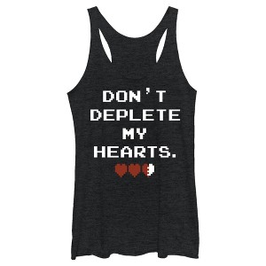 Women's Nintendo Legend of Zelda Deplete My Hearts Racerback Tank Top - 1 of 3