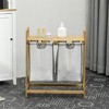 HOMCOM Double Laundry Hamper, Bamboo Laundry Basket with Storage Shelf, 2 Pull-Out and Removable Bags, 2 x 10.7 Gallons, Natural Wood and Dark Gray - 2 of 4