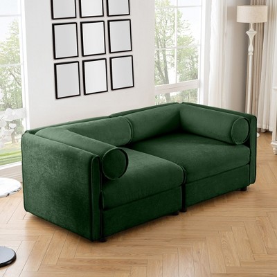 CAVINAS Modern Sectional Sofa with 2 Seats,Convertible Modular Couch with Under-Sofa Storage,Couch for Living Room,2x Corner,Green