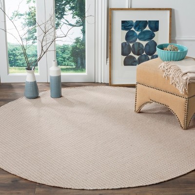 Coastal Charm Off-White Cotton 6' Round Hand-Woven Rug