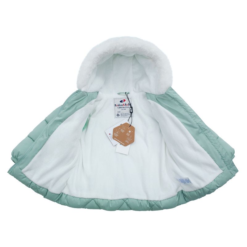 Rokka&Rolla Infant Toddler Girls' Puffer Jacket Baby Fleece Lined Winter Coat, 5 of 10
