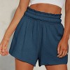Women's Blue Smocked Waist Flared Leg Shorts - Cupshe - 3 of 4