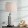 360 Lighting Country Cottage Table Lamp Ceramic USB and AC Power Outlet Workstation Charging Base 26" High White Tan Shade Bedroom (Color May Vary) - 2 of 4