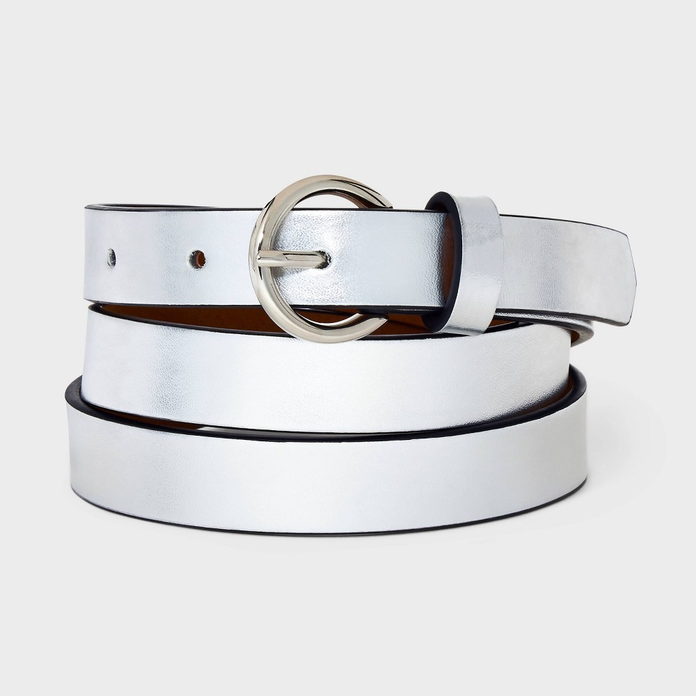 Photos - Belt Women's Metallic  - A New Day™ Silver XL
