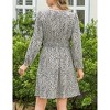 Women's Puff Long Sleeve Wrap Smocked Waist Chiffon Leopard Print Mini Dress - 3 of 3
