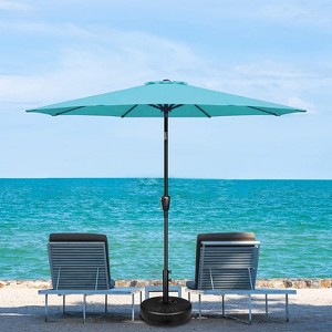 Gulches Simple 9'Patio Umbrella Outdoor Table Market Yard Umbrella with Push Button Tilt/Crank,8 Sturdy Ribs for Garden,Deck,Backyard,Turquoise - 1 of 4