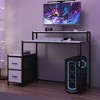 Famapy LED Gaming Desk Computer Desk with Metal Frame, Built - in Power Outlet, Drawers, and Elevated Dual - Layer Desktop - 3 of 4