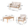 Christopher Knight Home Tariq Outdoor 4 Pieces Rustic Acacia Wood and Rope Seating Set with Cushion - 3 of 4