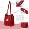 Wrapables Corduroy Tote Bag, Casual Everyday Shoulder Handbag, Red - 2 of 4