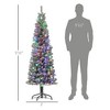 6 ft Pencil Christmas Tree, Pre-Lit Flocked Xmas Tree with Dual Color LED Lights, 429 Tips and Metal Stand - 3 of 4
