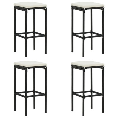 vidaXL Bar Stools with Cushions 4 pcs Brown Poly Rattan