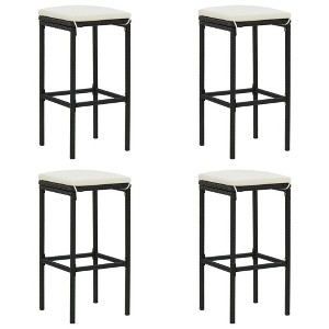 vidaXL Bar Stools with Cushions 4 pcs Brown Poly Rattan - 1 of 4