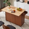 ORRD  54" Portable Kitchen Island Cart with Drop-Leaf, 3 Drawers, Spice Rack & Wheels - Large Mobile Kitchen Cart for Small Spaces - 2 of 4