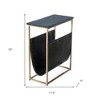 HomeRoots 22" Green and Gold Marble and Iron Frame End Table With Magazine Holder - 3 of 4