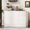 89.7'' Wooden Sideboard with Extendable Dining Table, 2-Door 3-Drawer Multifunctional Storage Cabinet - ModernLuxe - 2 of 4