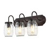 19.3" LED 3-Light Gaines Industrial Iron Mason Jar Wall Sconce Oil Rubbed Bronze/Clear - JONATHAN Y: UL Listed, Eco-Friendly - 3 of 4