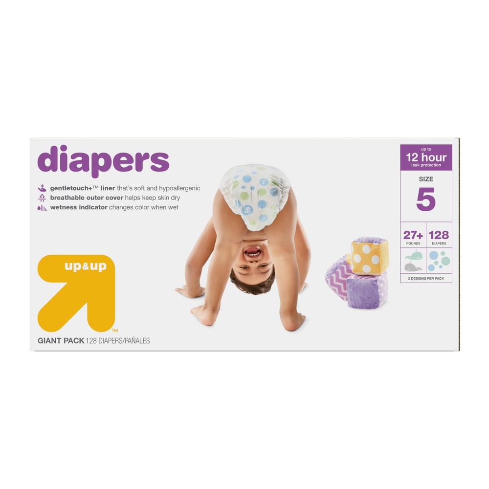 Diapers Giant Pack - Size 5 - 128ct - Up&Up , Size: Size 5 (128 Count), White