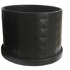 Sagebrook Home Set of 2 Ceramic Planters - 10" & 12" Black Planters on Saucers - Contemporary Diamond Design For Indoor or Outdoor Plants, Succulents - 3 of 4