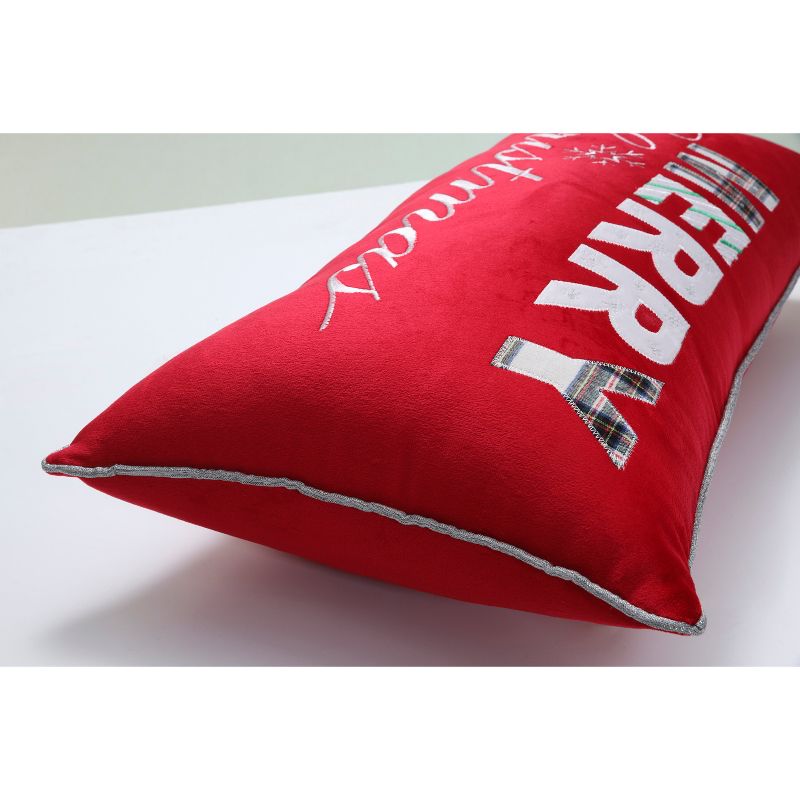 13.5&#34;x25&#34; Oversized Merry Christmas Lumbar Throw Pillow Cover Red - Pillow Perfect, 4 of 7