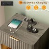 VINGLI Night Stand with Charging Station & Led Light, 19" W Fluted Nightstand Round Edge - 4 of 4