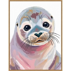 Amanti Art Cute Seal Pup by Ohkimiko  Framed Canvas Wall Art - 1 of 4