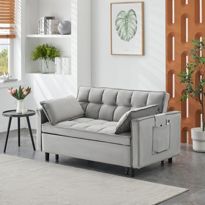 GlasFlength Morden Leisure Loveseat Sofa with Cushioned Support for Contempoary Living Room, Hall, Gray,55.1”*33.1”*32.3"