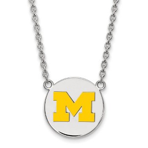Black Bow Jewelry Sterling Silver Michigan Wolverines NCAA Necklace 18 Inch - 1 of 4