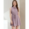 Allegra K Women's Sleeveless Point Collar Drawstring Waist Button Down Shirtdress - 2 of 4