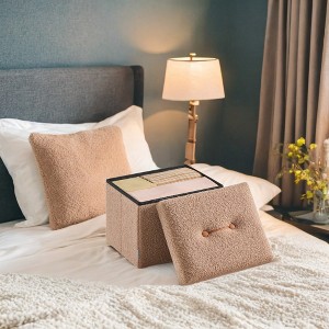 Small Folding Storage Ottoman Foot Rest Stool, 12.2 x 16.1 x 12.2 Inches, Sturdy Ottoman with Hidden Storage, Supports up to 286 lb - 1 of 4