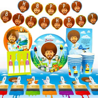 Prime Party Bob Ross Friends Birthday Party Supplies Pack | 66 Pieces | Serves 8 Guests