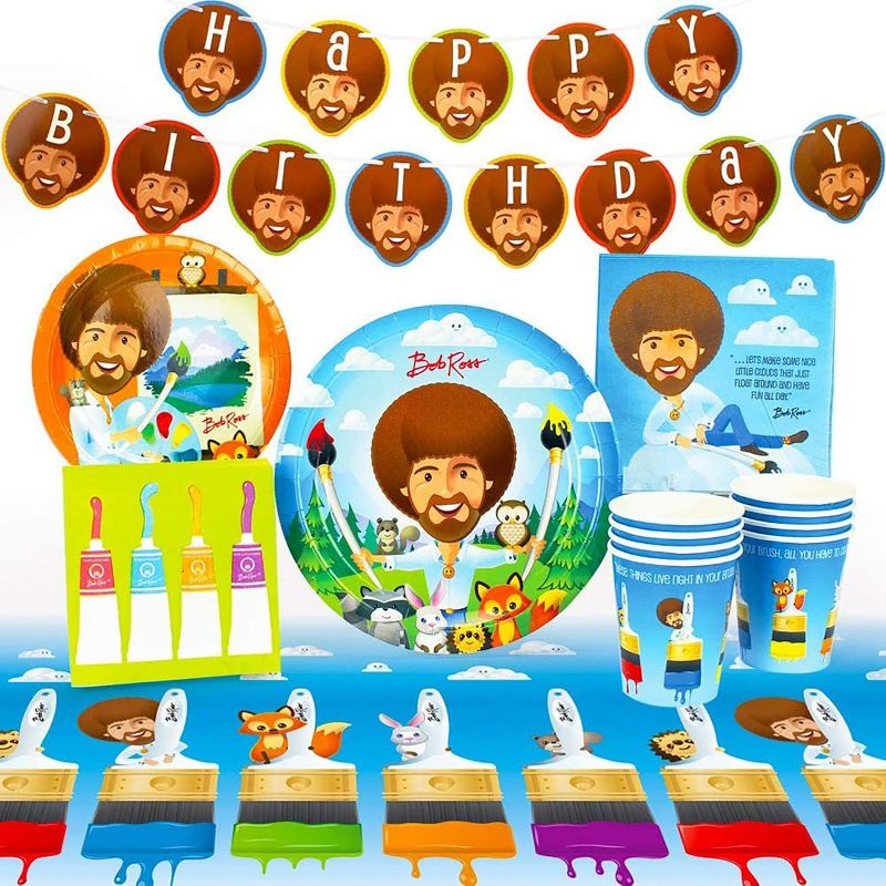 Prime Party Bob Ross Friends Birthday Party Supplies Pack | 66 Pieces | Serves 8 Guests, 1 of 5
