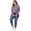 Agnes Orinda Women's Plus Size V-Neck Long Sleeve Basic Ribbed Pitted Brushed Casual Tunic Blouses - 3 of 4